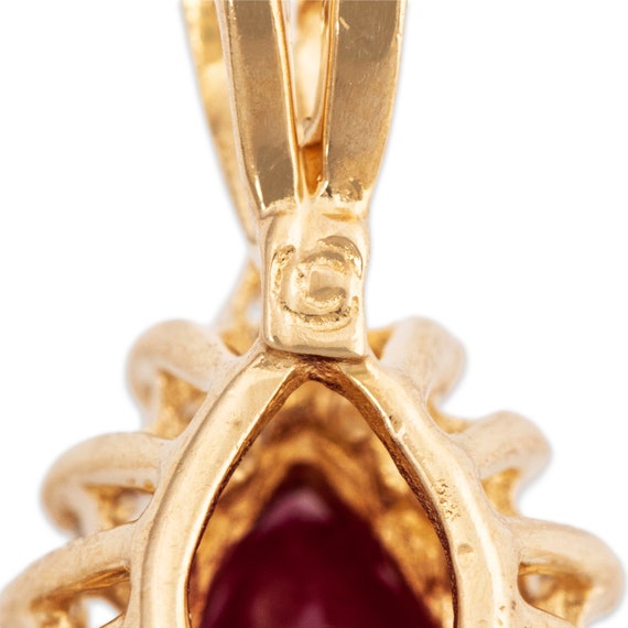 vintage 14k yellow gold ruby diamond teardrop pen… - image 5