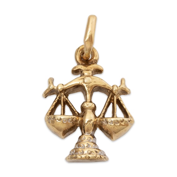 heavy vintage 10k yellow gold scales of justice p… - image 1