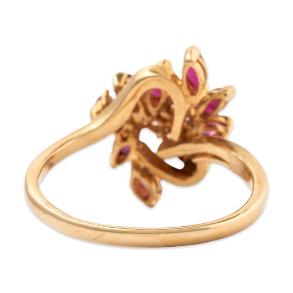 vintage 14k yellow gold ruby diamond cluster ring… - image 5