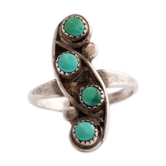 native american zuni sterling silver green turquo… - image 1