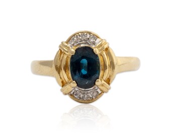 vintage 14k yellow gold sapphire diamond ring 5.5