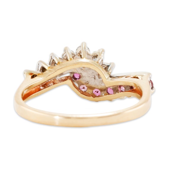 estate 14k yellow gold red ruby diamond 0.21 cttw… - image 5