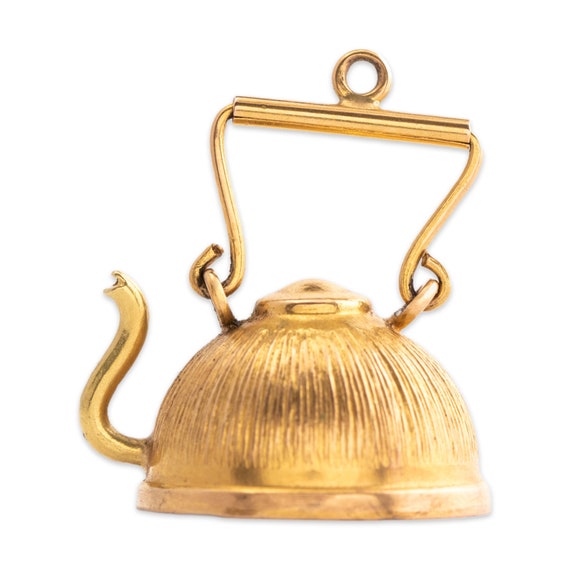 large vintage 18k yellow gold figural 3d teapot k… - image 1