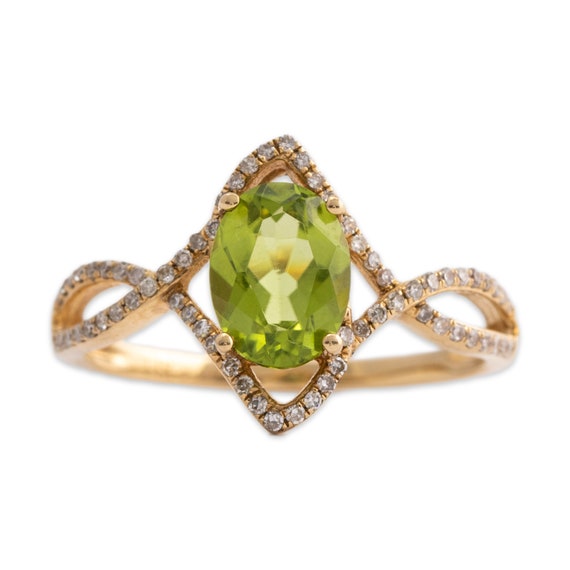 estate ash 14k gold 1.5ct green peridot .33cttw di