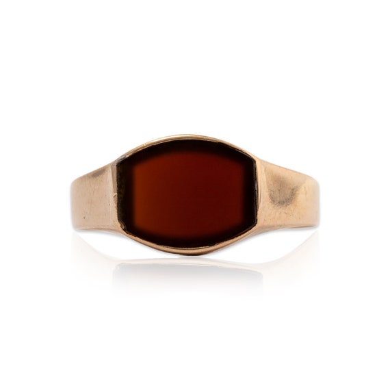 antique 8k rose gold carnelian engravable ring 8.… - image 1