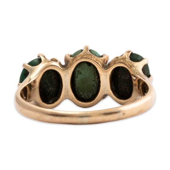vintage 10k yellow gold green turquoise pierced r… - image 3