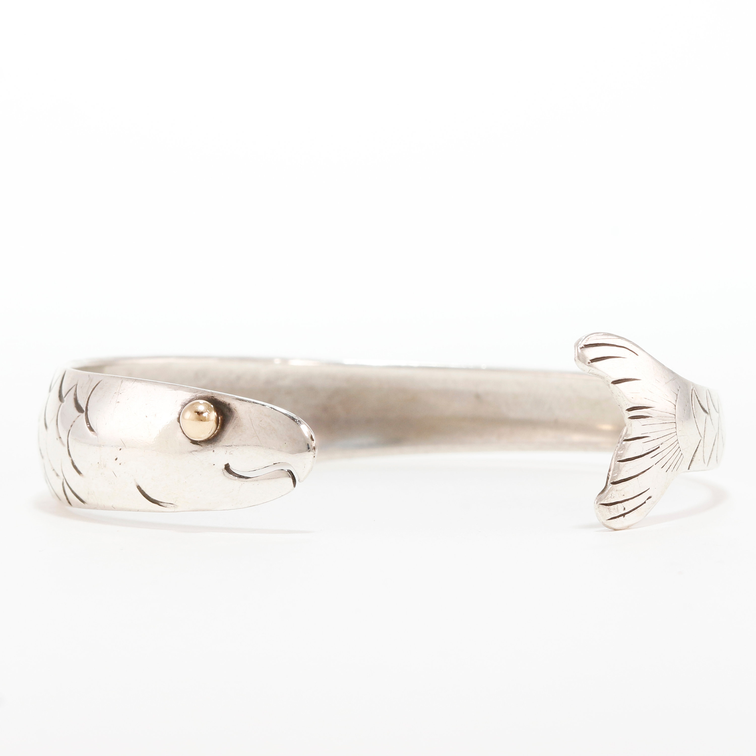 Eden Hand Arts Sterling Silver 14k Yellow Gold Fish Cuff