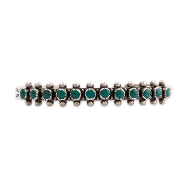 native american fred harvey era sterling turquoise snake eye cuff bracelet 6.5"