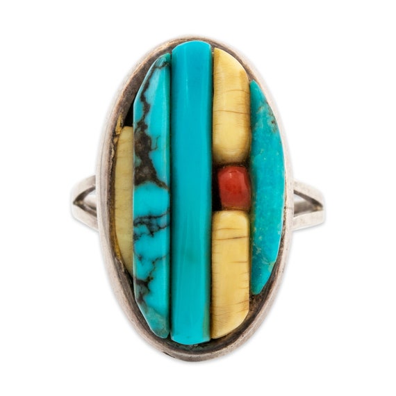 native pete sierra sterling turquoise coral white… - image 1