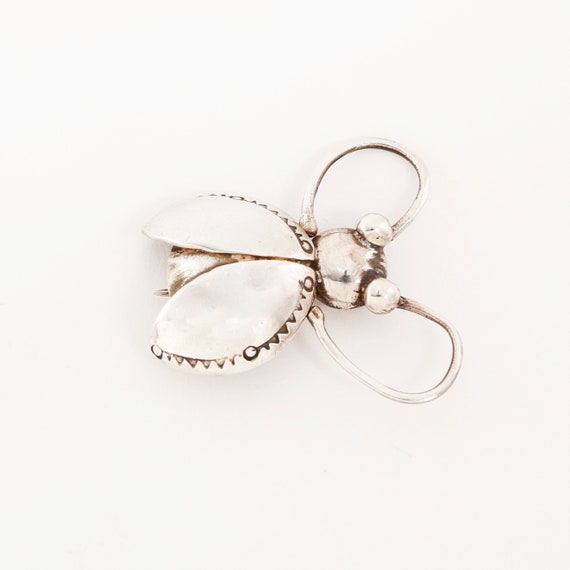 old pawn sterling silver 3d figural bug brooch / … - image 1