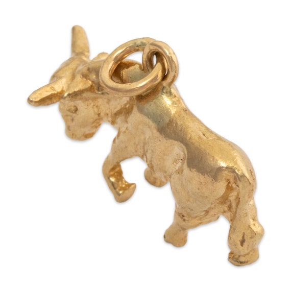 vintage 14k yellow gold bull pendant / charm - image 5