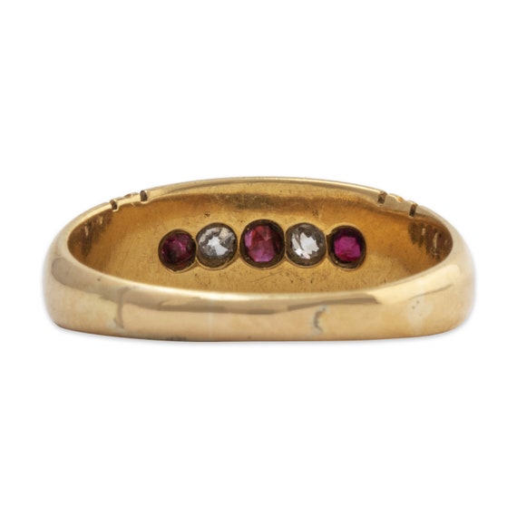 antique english 18k yellow gold diamond ruby ring… - image 4