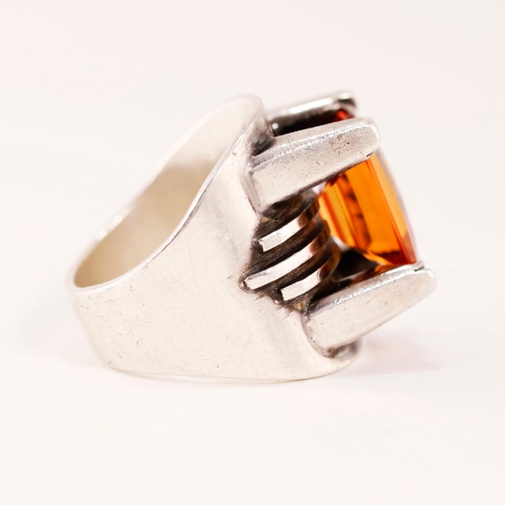 large heavy estate sterling silver orange synthet… - image 3