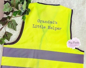 Children's High Vis Jacket, Daddy's, Mummy's Little Helper, Grandad's Little Helper, Gift for Dad, Grandad, Pops, Children's Christmas Gift