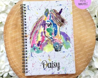 Personalised Horse Notebook, Custom Name A5 Lined Journal, Animal Stationary, Horse Lover Gift