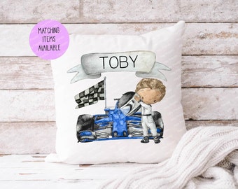 Children's Cushion, Racing Driver Gift, Personalised Cushion, Birthday Present, Racing Gift, Gift for Children, Racing Car Gift, Formula One