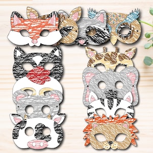 Animal Masks for Kids - Easy DIY Birthday Craft Instant Digital Download