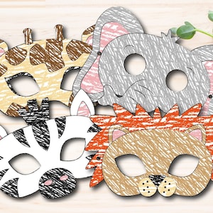 AFRIKANISCHE TIERE Papiermasken für Kinder - DIY Home School Craft Sofortiger digitaler Download