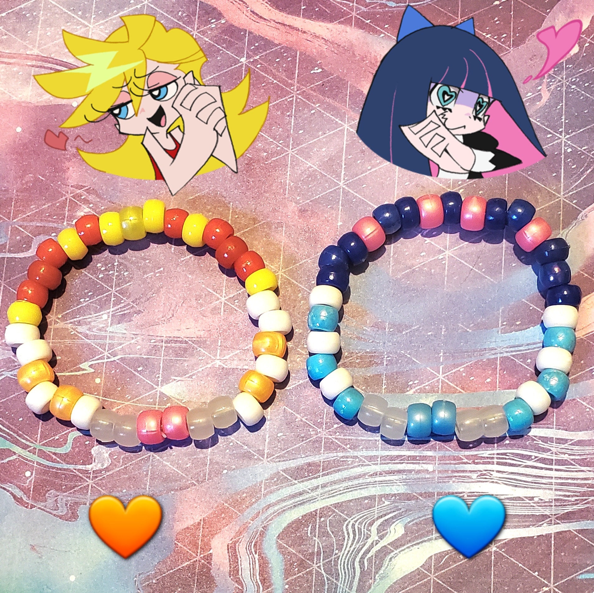 scene emo まとめ売り　ベルト　パーカー　タイツ　ボーダー　ブレスレット Panty and Stocking Matching Glow in the Dark Kandi Bracelets