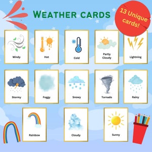 13 cartes météo - Impressions éducatives pour les enfants