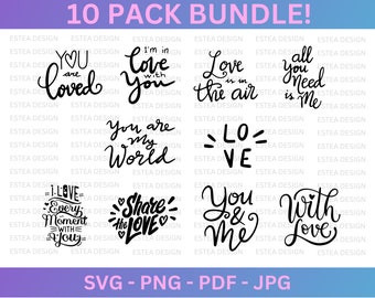 Love Clip Art Bundle: Romantic Designs for Clothing (Digital Download)