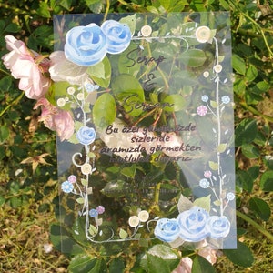 Invitation transparente détaillée de rose bleue, invitation de mariage de luxe de PVC, invitations de mariage, invitation d'anniversaire