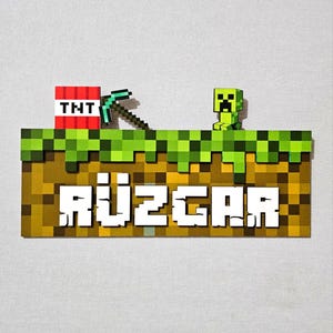Custom Pixelated Name Door Sign,Mining Door Name Sign,3D Room Door Sign,Gamer Door Sign,Personalized Kids Room Sign,Digger,Cave Theme Door