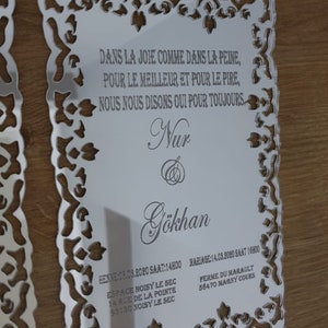 10 piezas de invitación de boda acrílica con espejo dorado bordado, invitación de boda, invitaciones de fiesta, boda personalizada, invitaciones acrílicas