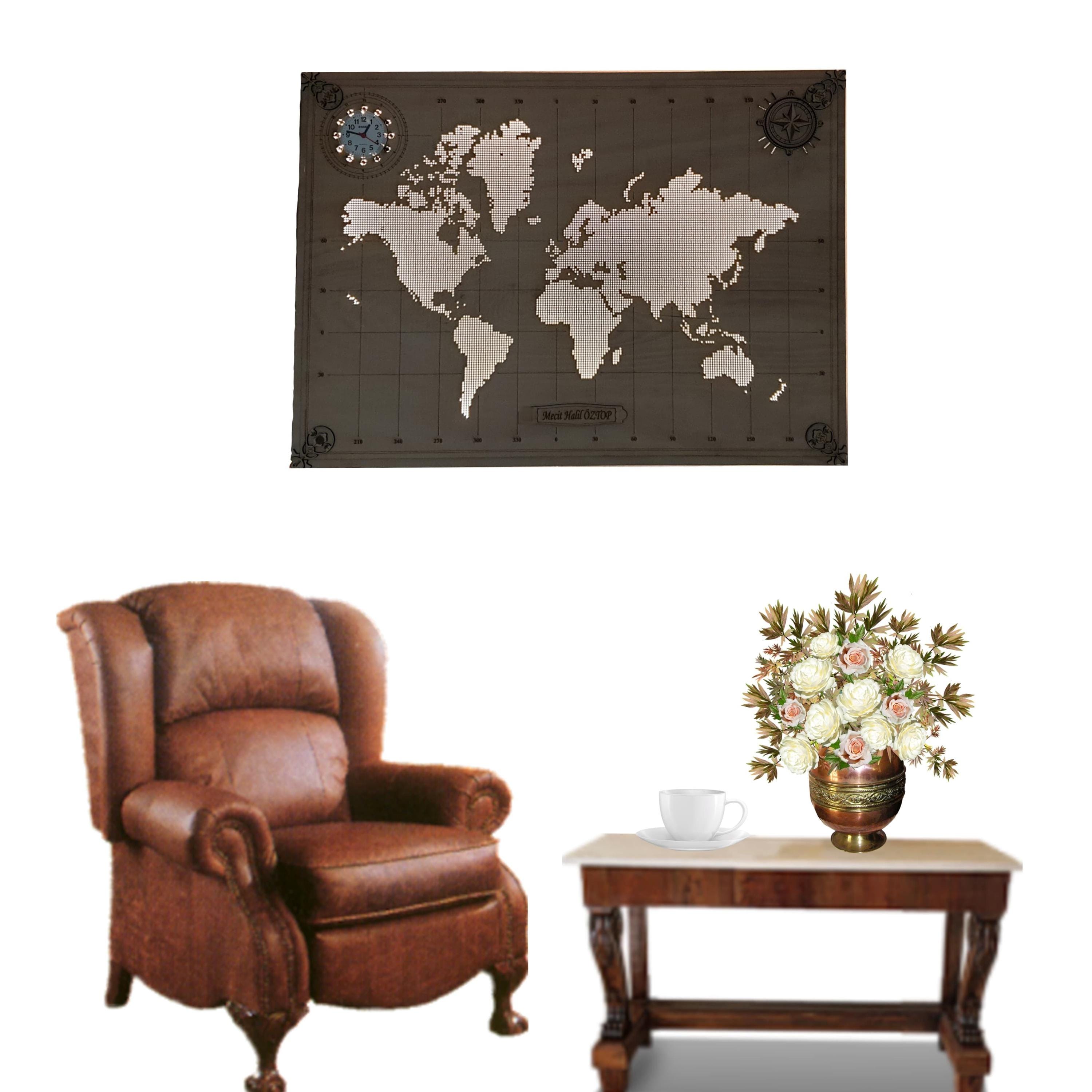 Customizable Wooden World Map With LED Lights | Wall Art Decor for ...