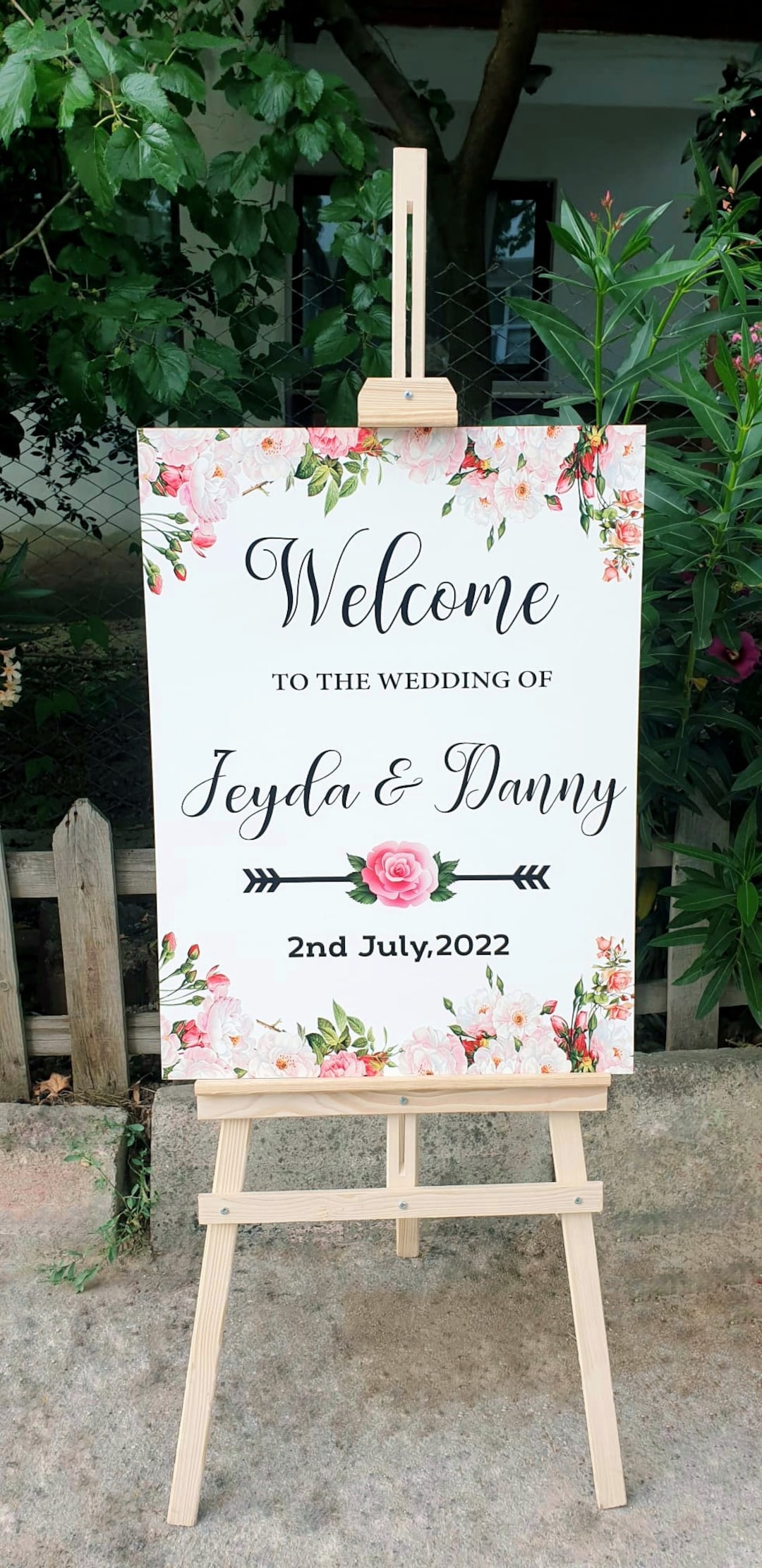 Wood Wedding Welcome Sign, Wedding Sign, Personalized Modern Wood Wedding Sign, Digital Print ...