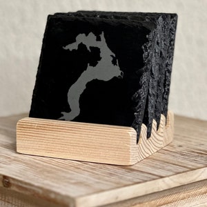 Lake Pend Oreille Slate Coaster Set: Idaho Cabin Decor