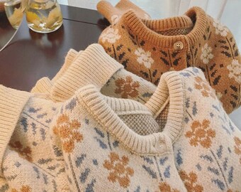 Korean-Style Knitted Rose Sweater