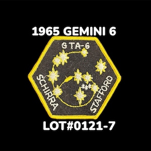 1965 NASA Project Gemini 6 Patch, GTA-6 Schirra & Stafford, Spaceflight, Aviation, 1965 Mission 1st Crewed link up with another Spacecraft