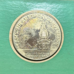 1969, TOKEN & MEDAL SOCIETY, Coin Proof, Medallion, Medal, Numismatic, Convention Medal Collectible, Rare 1960&#39;s Franklin Mint Coinage