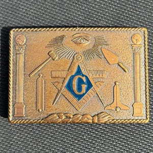Vintage 1978 Masonic Belt Buckle, Solid Bronze, Harry Klitzner, Freemason, Freemasonry, Mason, Freemason, Fraternal Lodge, Memorabilia