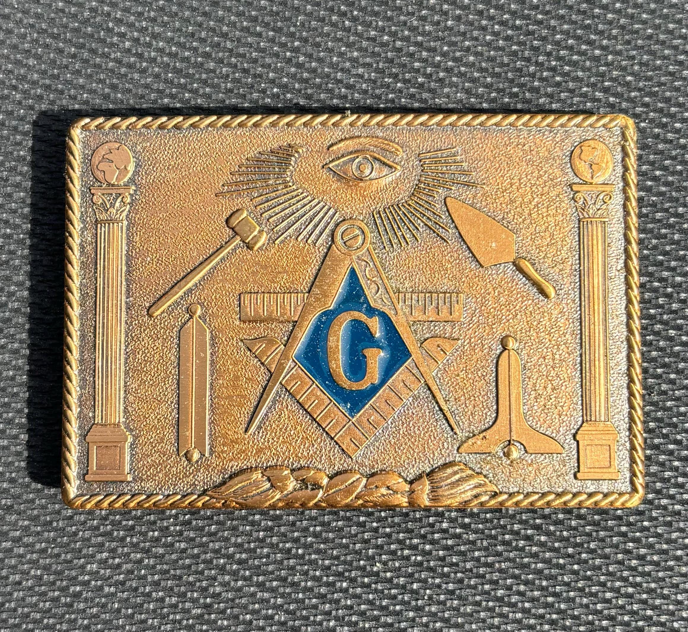 New Bronze Freemason Belt Buckle New Bronze Freemason Belt Buckle