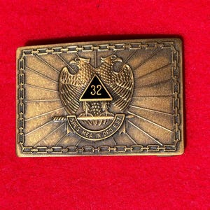Vintage 1978 MASONIC Belt Buckle, 32nd Degree Scottish Rite, MASON, Solid Bronze, Harry Klitzner Co, Freemason, Freemasonry, Fraternal Lodge
