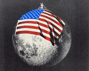 Spaceship 1969 Apollo 11  Lunar Lander on the Moon Poster Art, NASA Space MCC Ford Philco Target Perfection,  , Aviation, Astronaut,