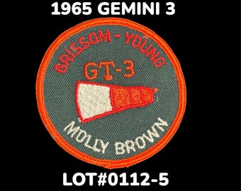 NASA 1960's Project Gemini 3 GT-3 Grissom Young, Molly Brown Patch, Space Mission, Spaceflight, Astronauts, 1965 Flight, Rocket, Spaceship