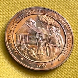 1968  San Francisco De Los Tejas Mission 1690, Franklin Mint Coin, Medallion, Numismatic,  Texas, Texana, Texan, Bronze Collectable Coinage