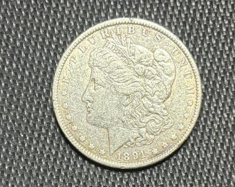Silver Coin 1891 Morgan Silver Dollar, Numismatic, Coin,Bullion, Vintage, Antique, 90% Silver, Collectible, Antique Philadelphia Mint