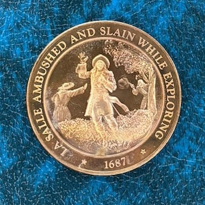 1968 La Salle Ambushed Slain 1687, Franklin Mint, Coin, Medal, Medallion, Numismatic, Texas, Texana,  France, French, Collectable Coinage