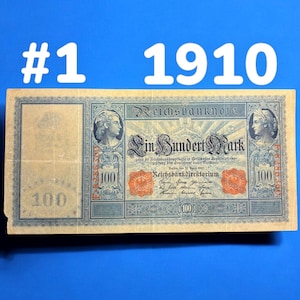 Vintage Pre WWI GERMAN Reich Marks, BANKNOTES, Money, Bank Notes, 1 Note per Lot, 3 Lots, Buyer&#39;s Choice, Numismatic, Germany Christmas Gift