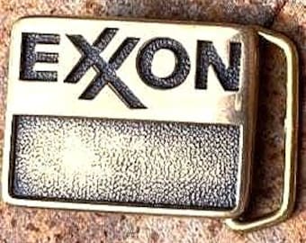 1981, Exxon Belt Buckle, Solid Brass, Made in USA, Mobil Energy, Oilfield, OilWell, OilRig, Petroleum, Energy, Oilman, Oil, Gas Americana