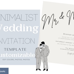 Minimalist Wedding Invite, LGBTQ Hochzeitskarte, Gay Hochzeitseinladung, Gay Wedding Card, Hochzeitseinladung, Hochzeitseinladungsvorlage