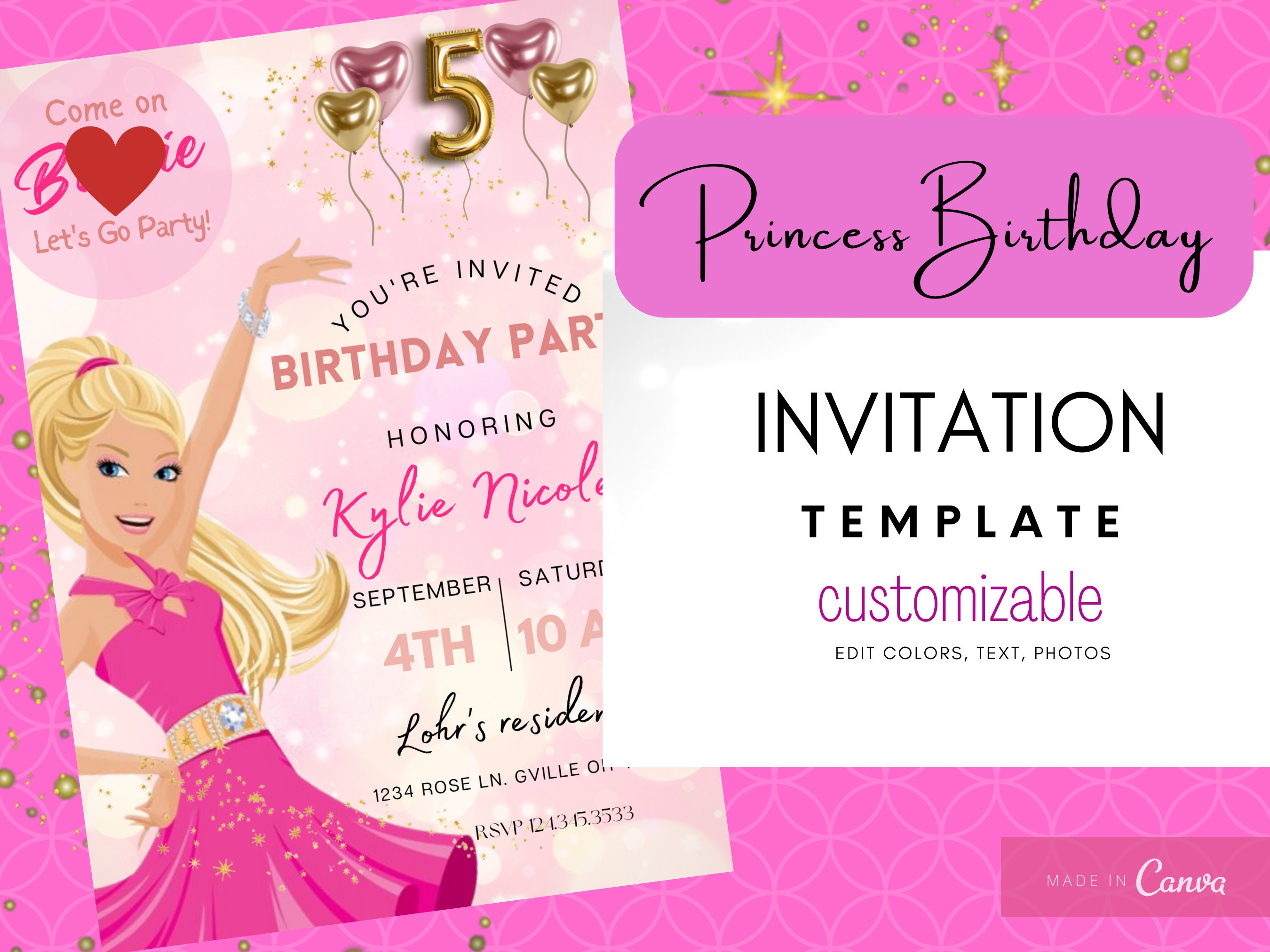 Personalized Barbie Invitation Template