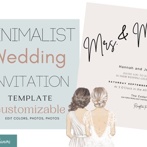 Convite de casamento minimalista, cartão de casamento lgbtq, convite de casamento gay, cartão de casamento lésbico, convite de casamento, modelo de convite de casamento