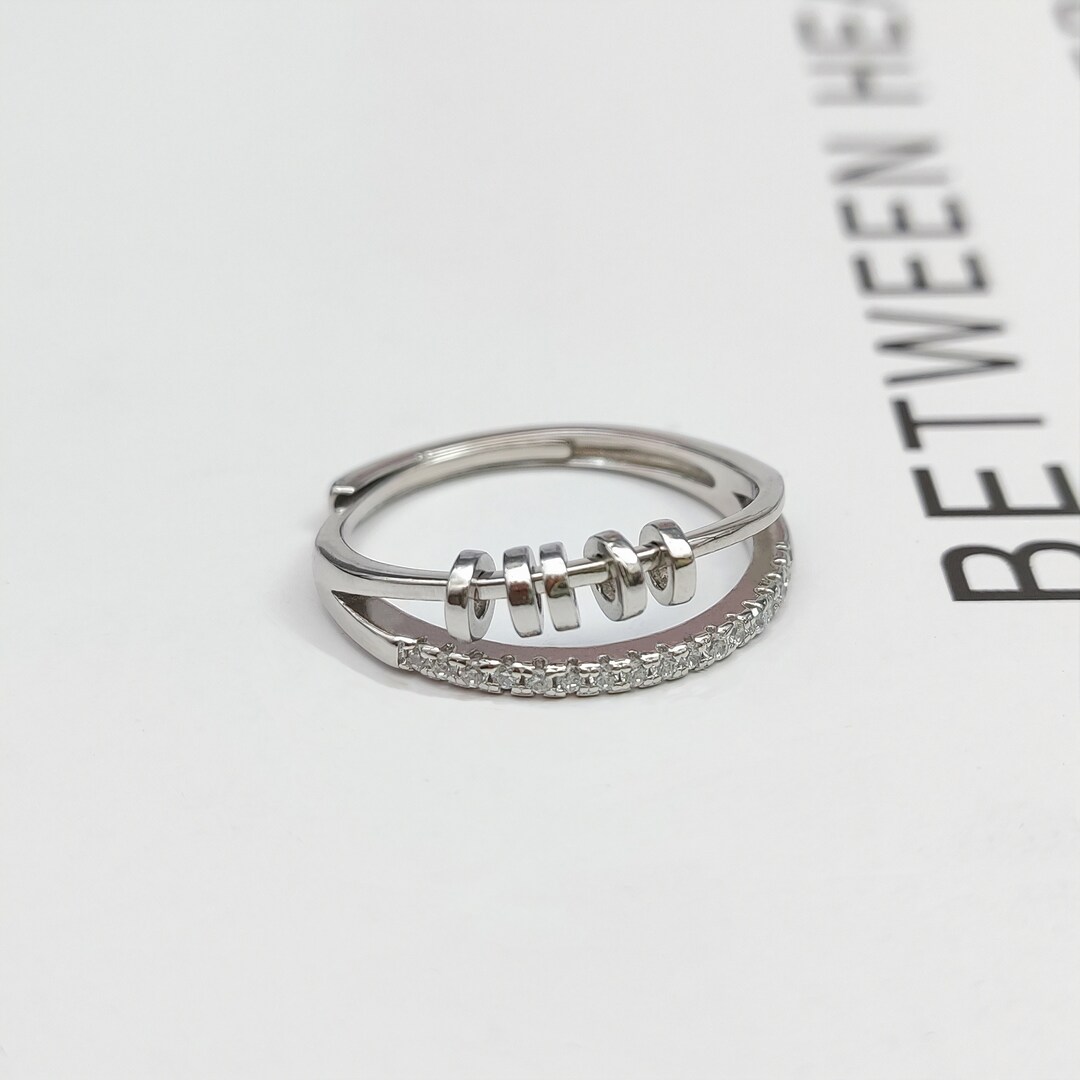 Dainty Fidget Ring, Silver Ring, Adjustable Ring, Anxiety Ring, Spinner Ring Stress Ring for Her