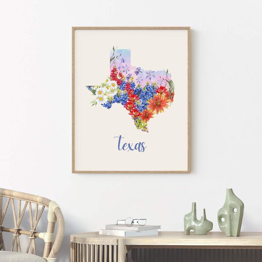 TEXAS BLUEBONNET Flowers State Art Print State Wild Flower - Etsy