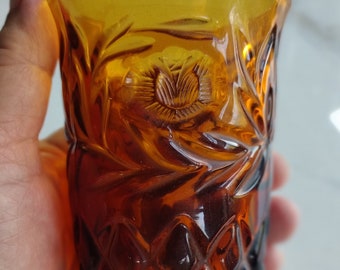 Amber Western Thistle Tumbler by Riihimaki - Not Iridized